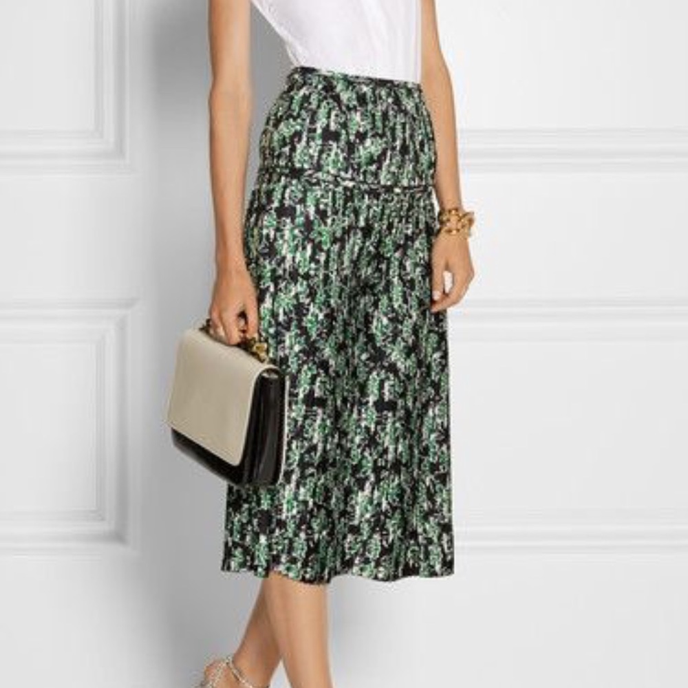 MARNI Floral-Print Pleated Silk Midi Skirt - Picture 1 of 8